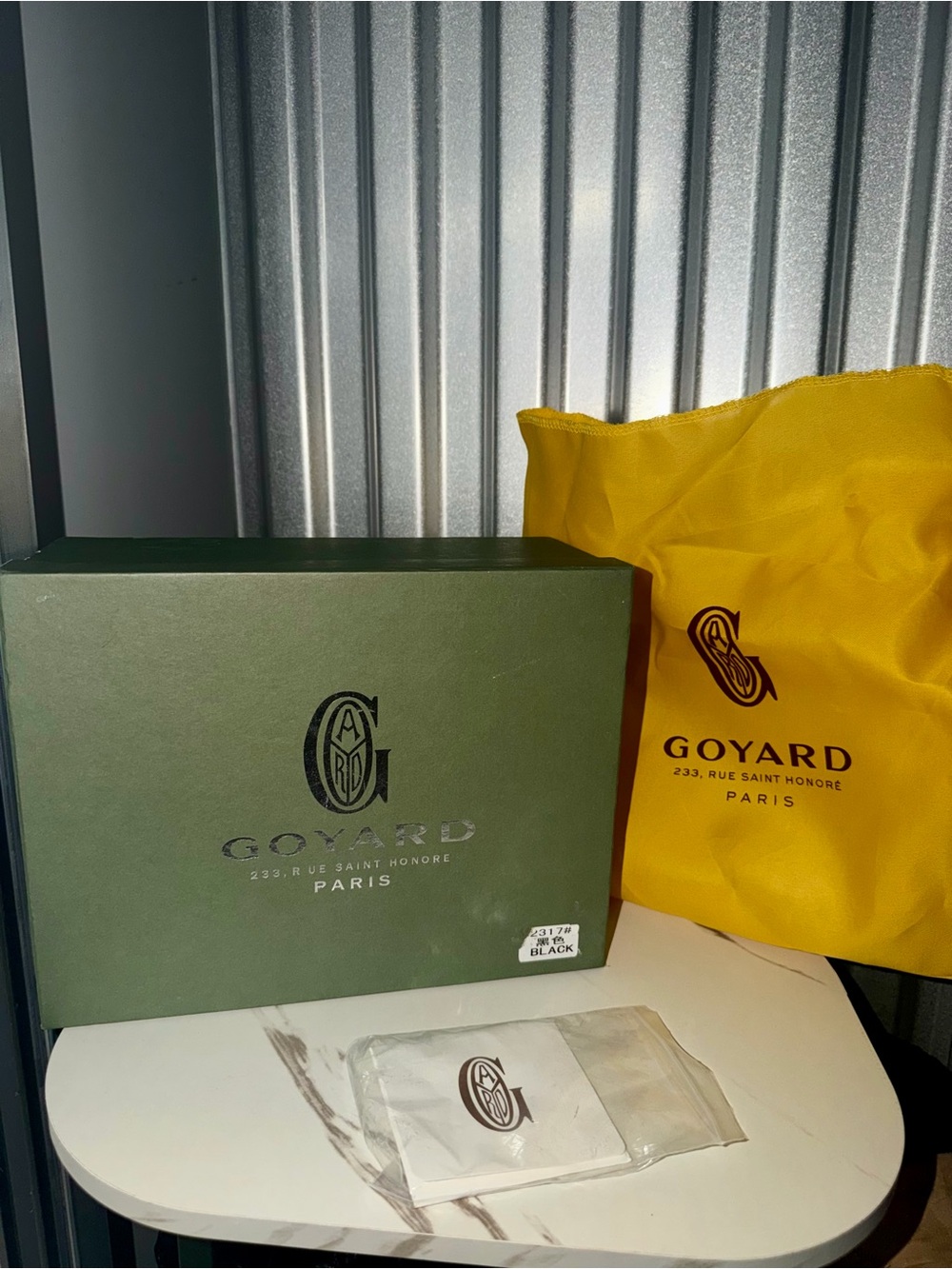 Empty Goyard Box and Dust Bag